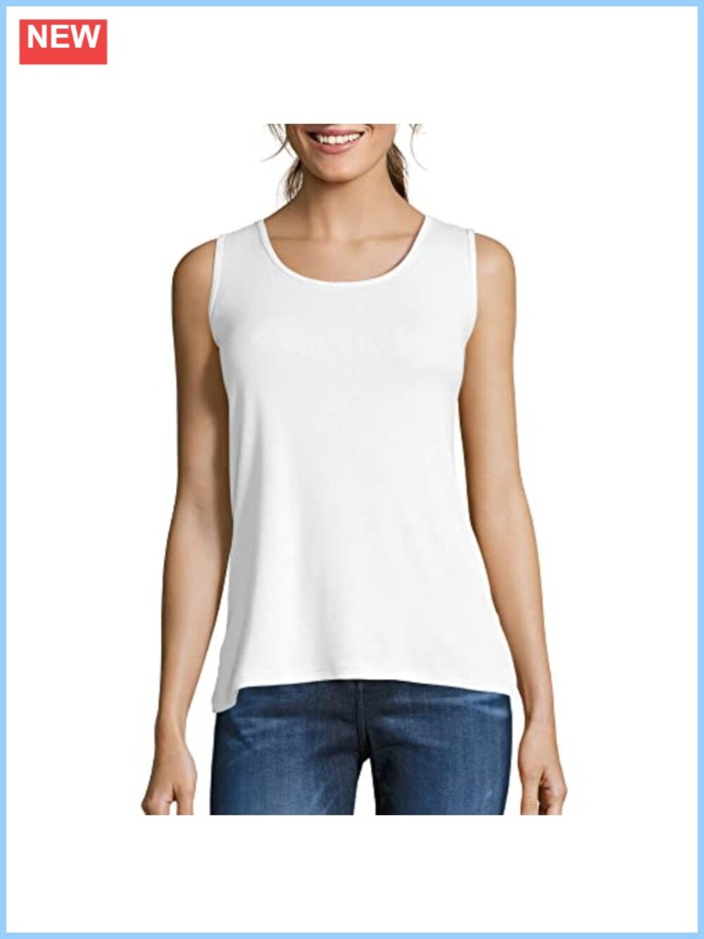 100% Cotton Mini-Ribbed Sleeveless Tank Top Wide Straps